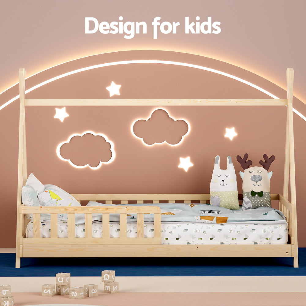 Puah Kids House Bed Frame – Brown – Single