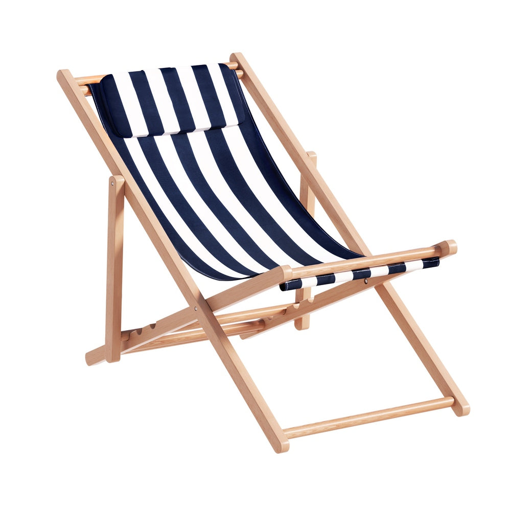 Coastal Folding Beach Chair – Blue & White – Standard