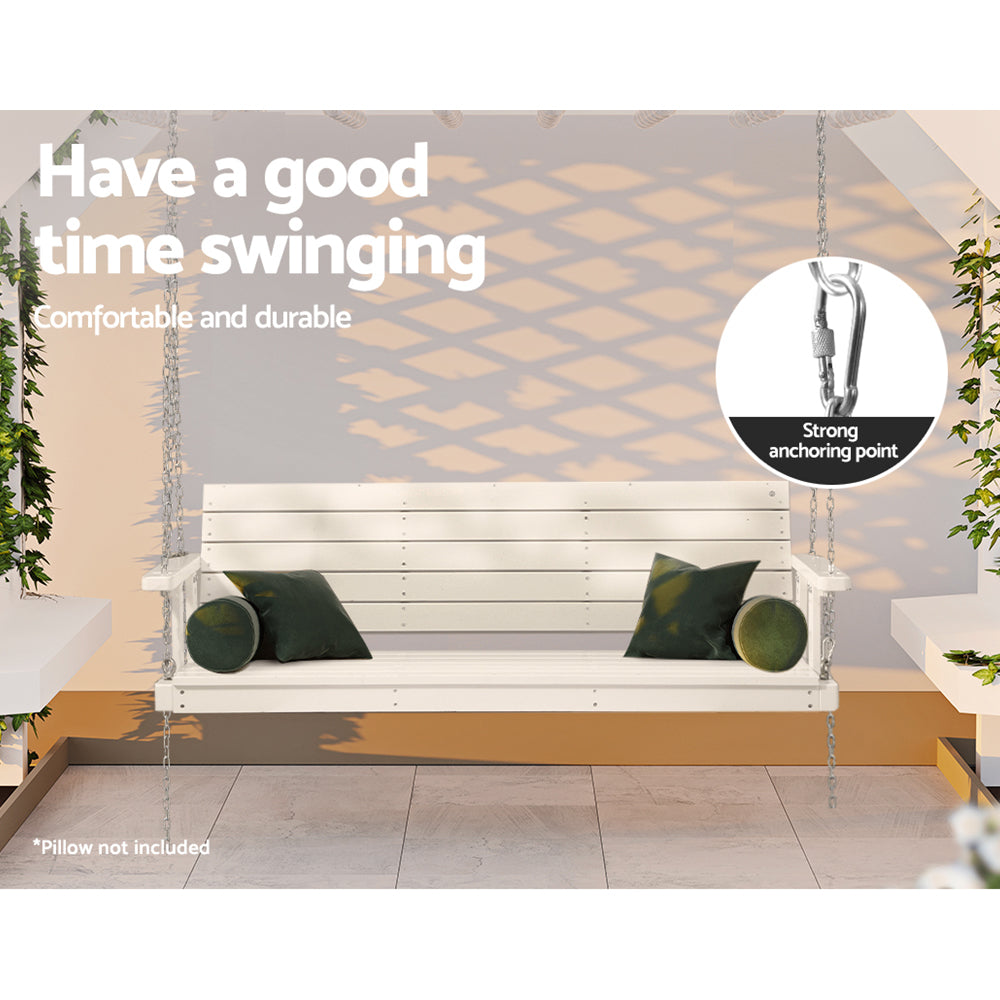 Bramley Wooden Porch Swing – White – 3 Seater