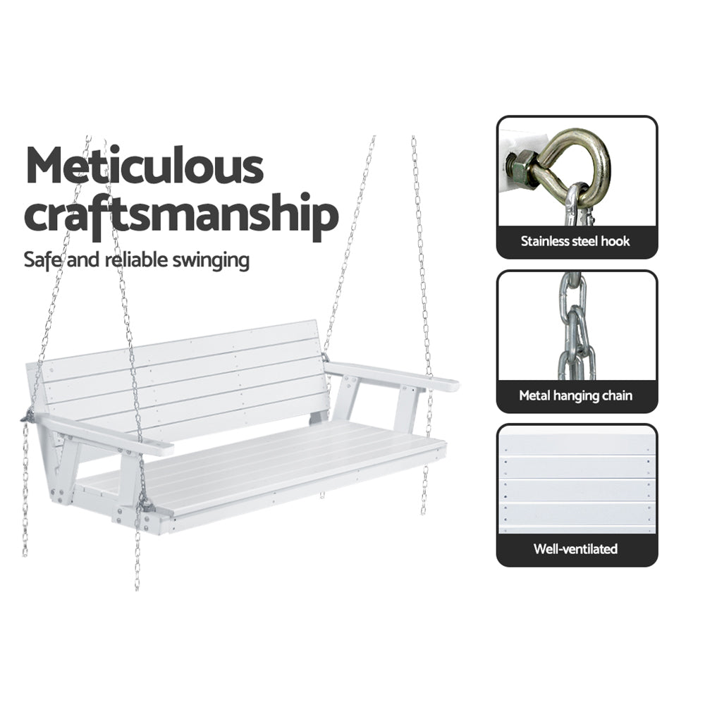 Bramley Wooden Porch Swing – White – 3 Seater