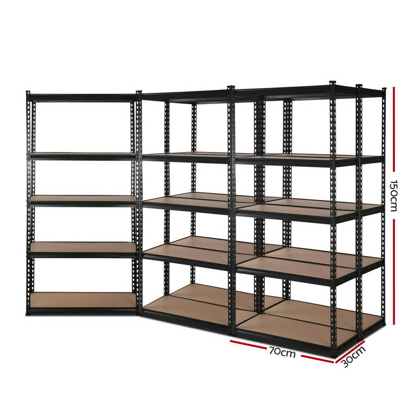 5 x 1.5M Garage Shelving Warehouse Rack - Black