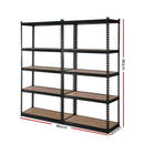 2 x 1.8M Garage Shelving Warehouse Rack - Black