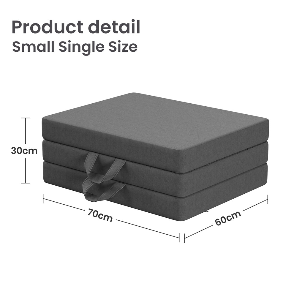 Hudson Tri-Fold Memory Foam Mattress – Grey – Single