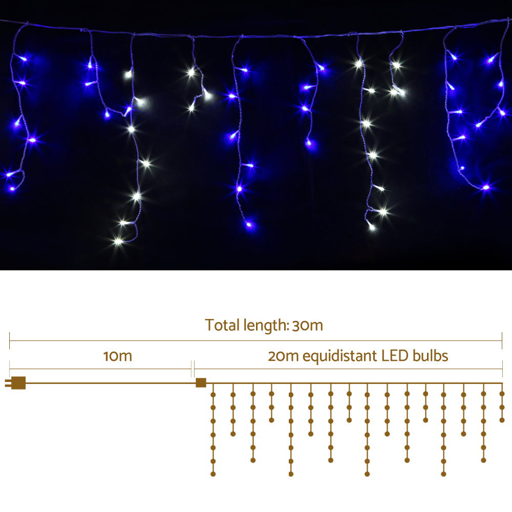 Festiva LED Christmas Icicle Lights – Blue & White – 800 LED