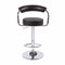 2X Black Bar Stools Faux Leather High Back Adjustable Crome Base Gas Lift Swivel Chairs