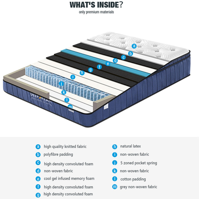 KING SINGLE Size -  Cool Gel Memory Foam Mattress - 34cm